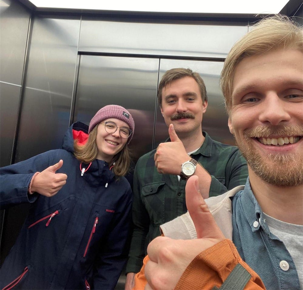 Andrine, Markus og Jarl klare for ny arbeidsdag i Norkart