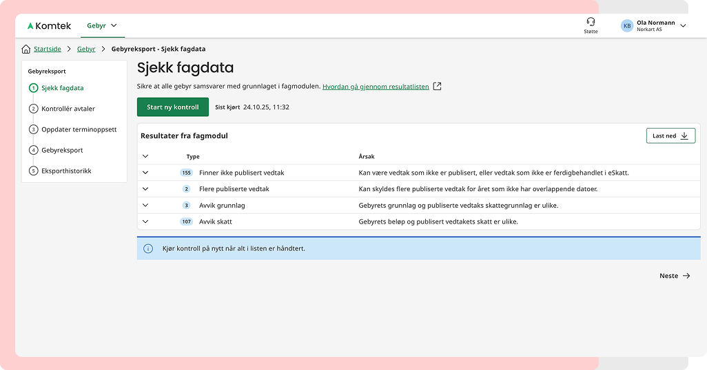 NY_God veiledning før gebyreksport_ - Kontroll