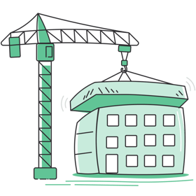house, houses, building, construction, crane
