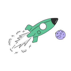 Rocket, Moon - Multicolor