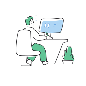 worker, computer, pen, desk, working - Multicolor